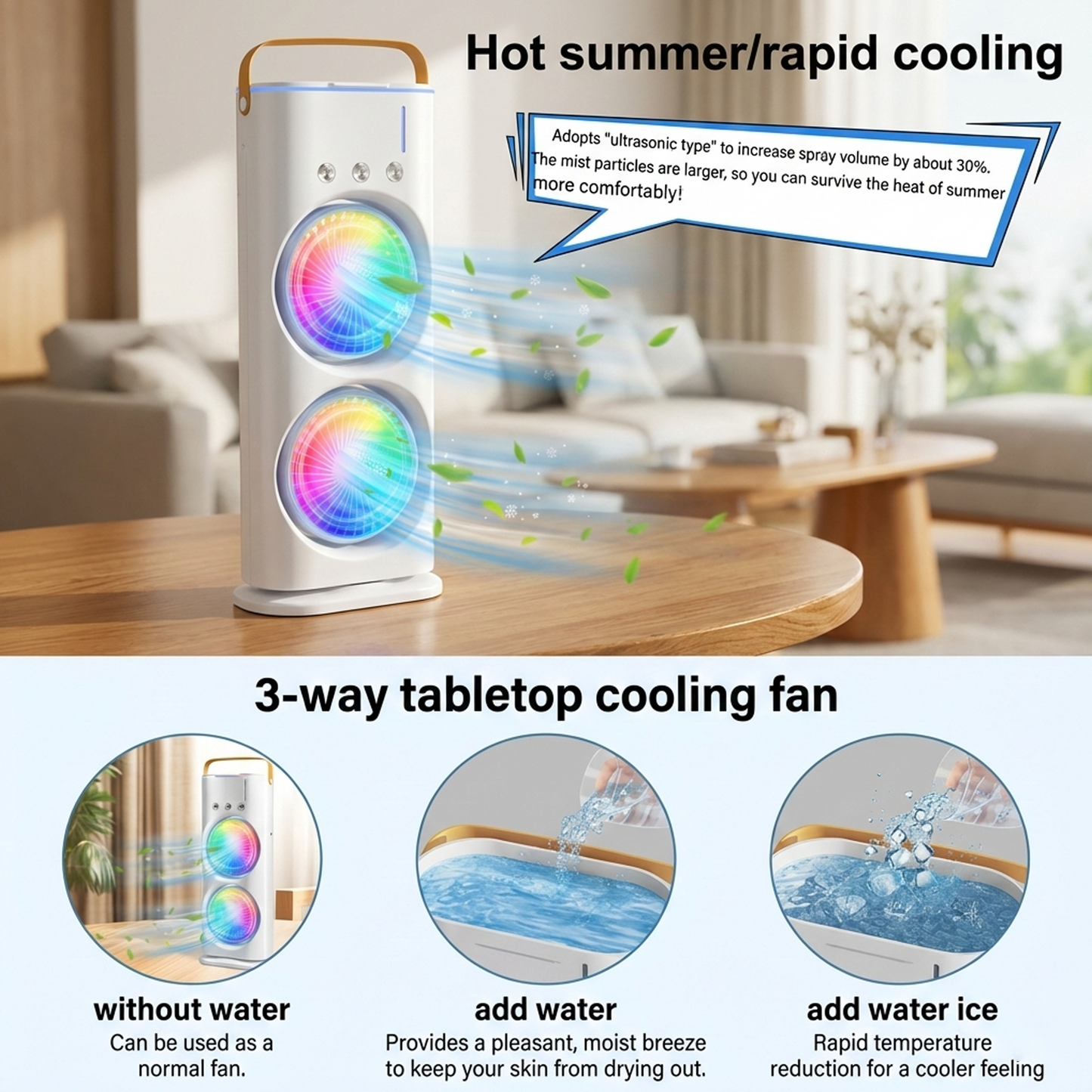 Portable Rechargeable Misting Fan